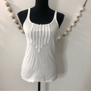 New Gap Cotton Tank Top White Tank Top Medium Ruched Frayed Accent Detail